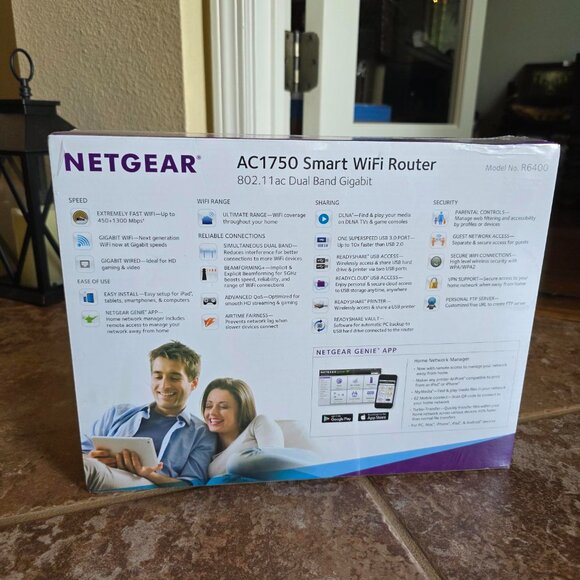 NETGEAR AC1750 SMART WIFI ROUTER 450+1300 Mbps Speeds New Seal Box. - Picture 2 of 2